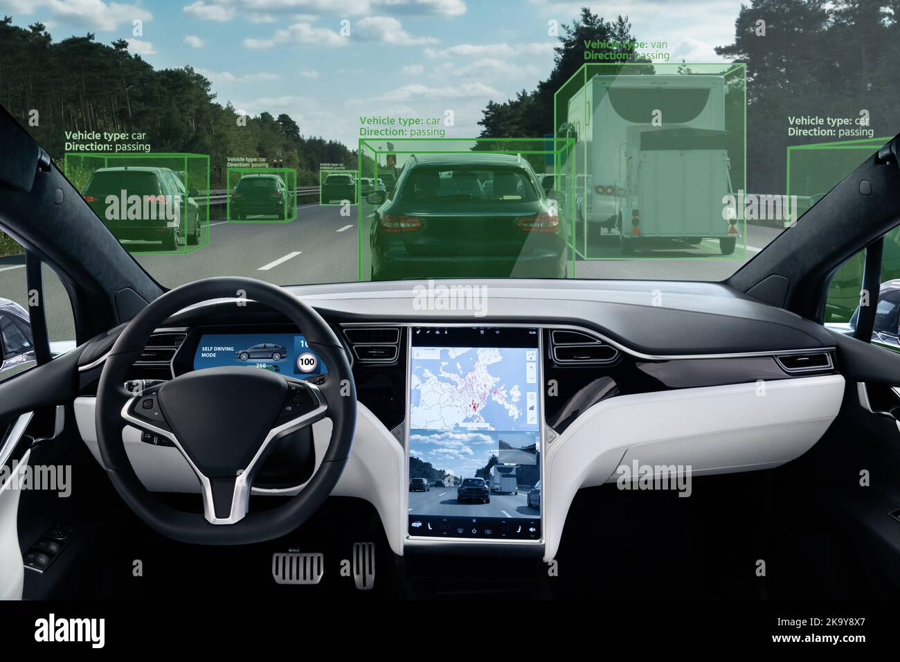 Vision autonome du véhicule avec reconnaissance système des voitures Banque D'Images