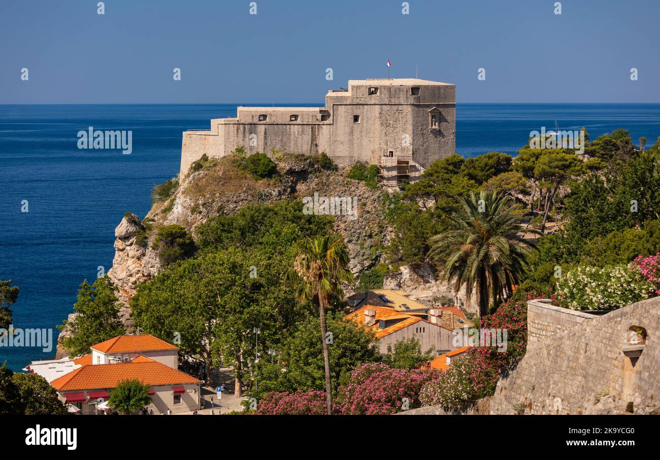 DUBROVNIK, CROATIE, EUROPE - fort Lovrijenac, sur la côte de la Dalmation. Banque D'Images