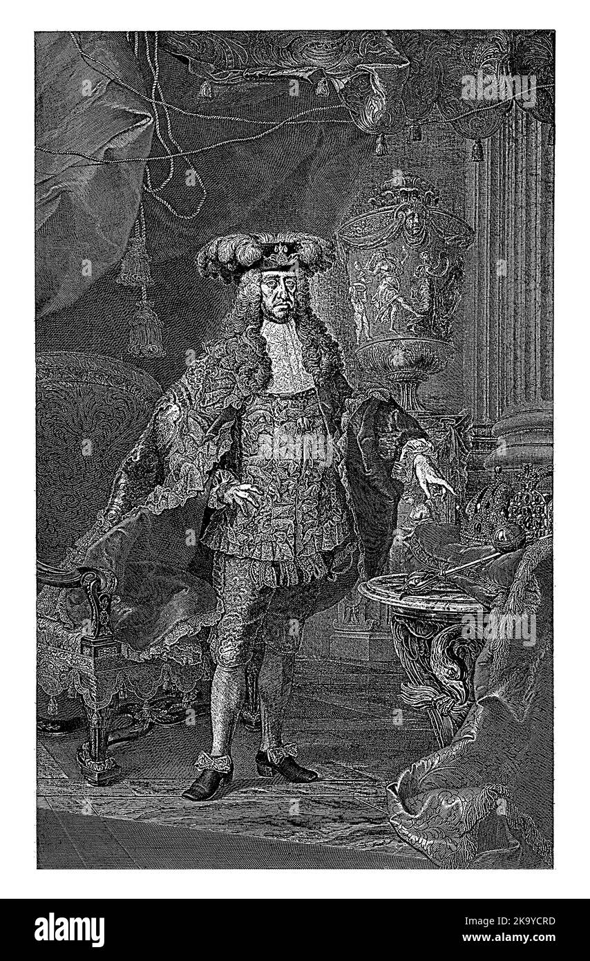 Portrait intégral de l'empereur Charles VI, Andreas Schmutzer, Joseph Schmutzer, d'après Martin Mytens (II), 1710 - 1740 Banque D'Images