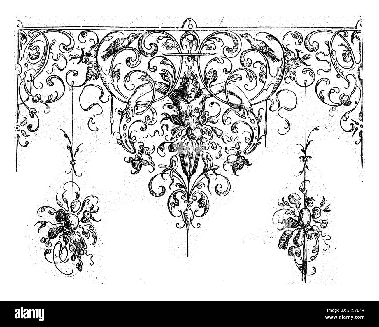 Feuille 7 d'une série de 14 feuilles avec des exemples pour les bords décoratifs gravés de tasses sous forme de triangles composés de tendrils, Schweifwerk, g Banque D'Images