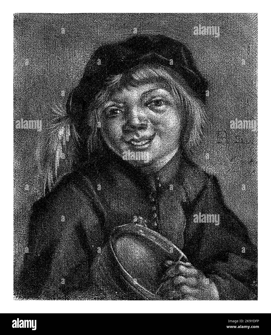 Garçon avec un bol et un cuillère, Jan de Groot, d'après Frans Hals, 1698 - 1776 Banque D'Images