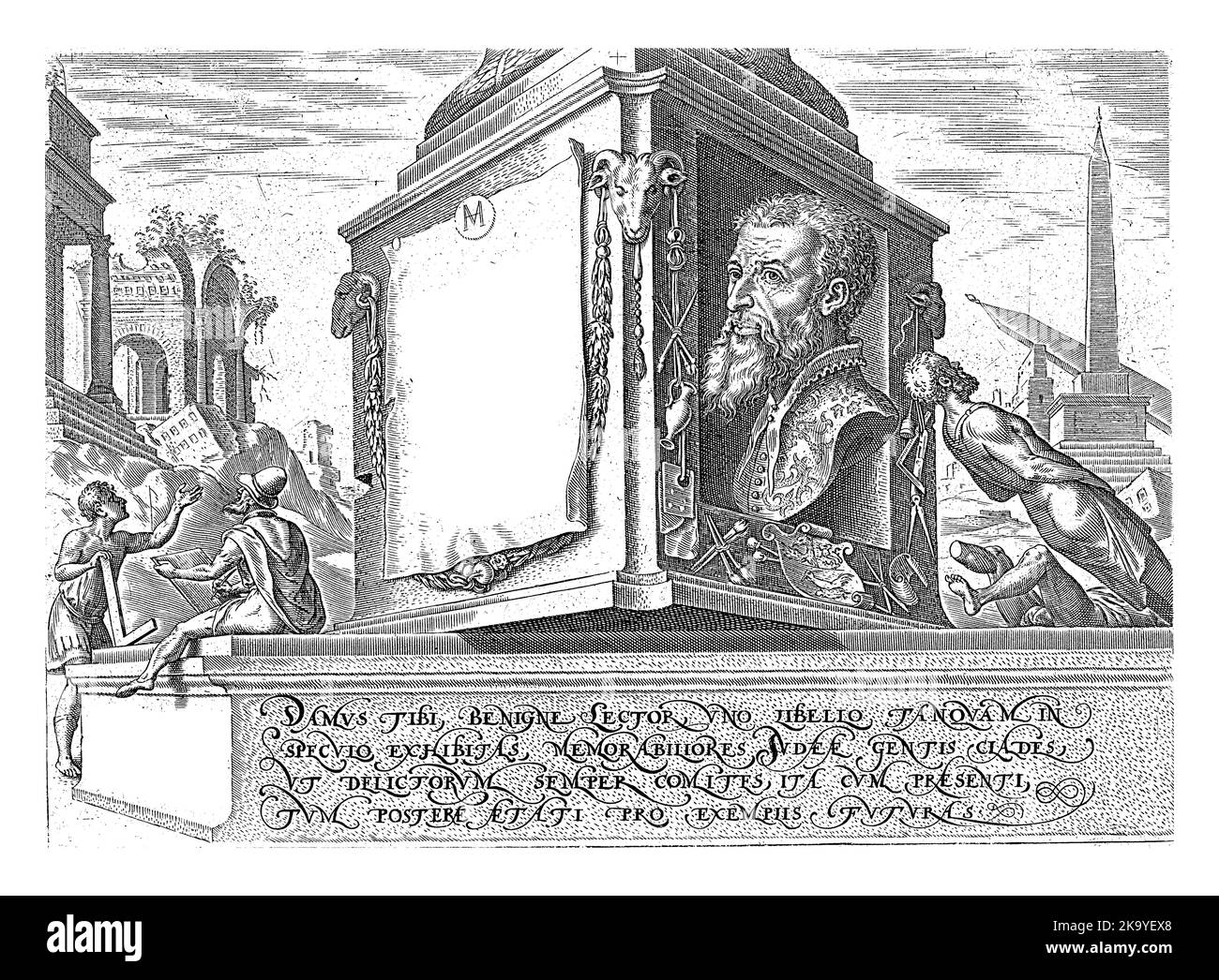 Titre imprimé d'une série de 21 imprimés numérotés avec les jours de la mort dans l'histoire du peuple juif comme exemples moraux. Banque D'Images