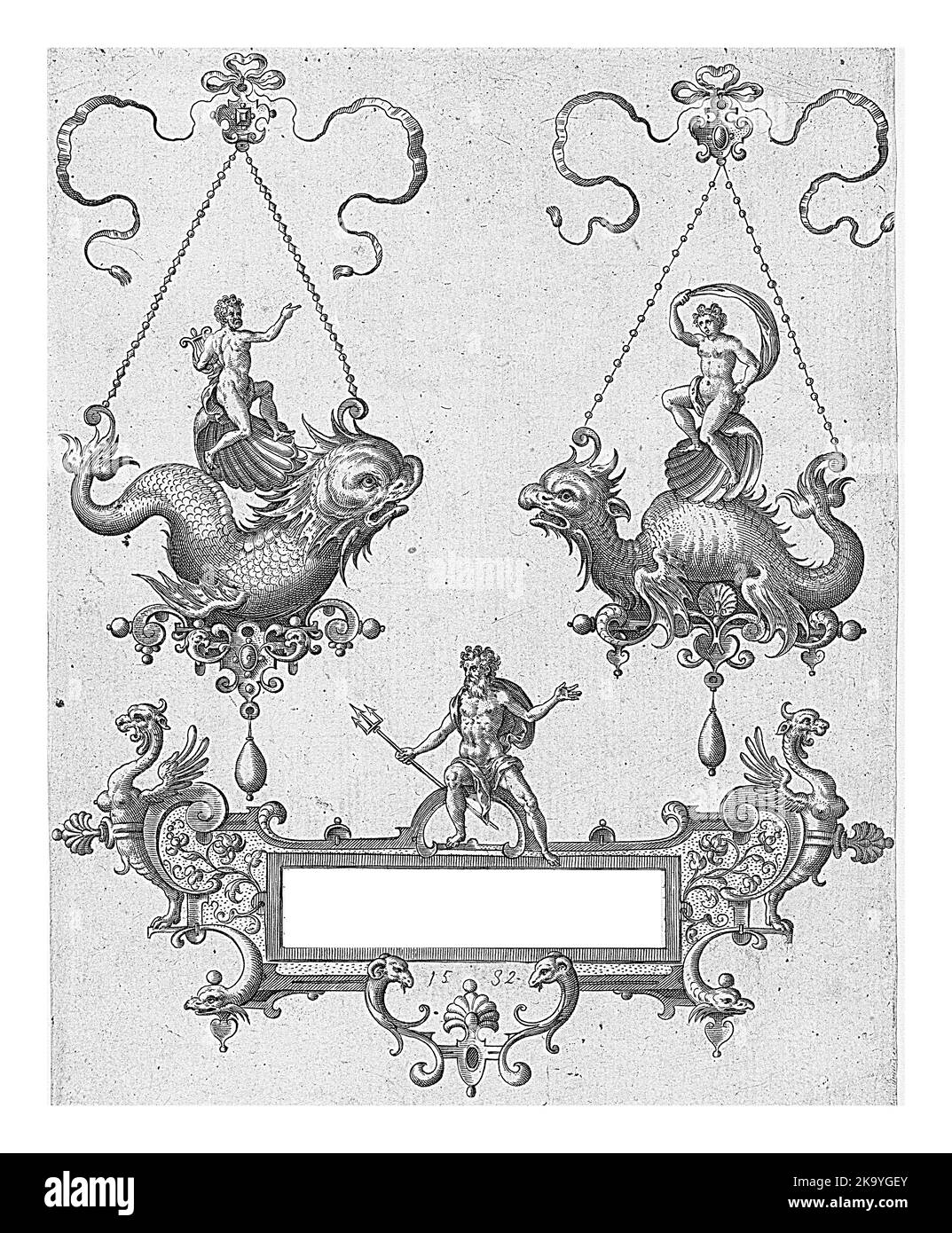 Édition ultérieure de la page de titre d'une série de pendentifs, telle que décrite sous le numéro RP-P-OB-6050. Banque D'Images