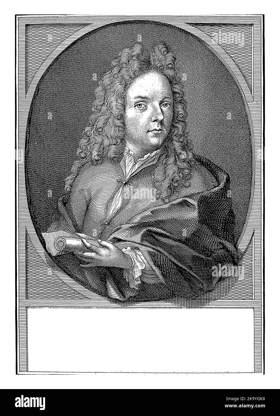 Portrait du poète Jakob Zeeuws avec un poème sur sa mort. Banque D'Images