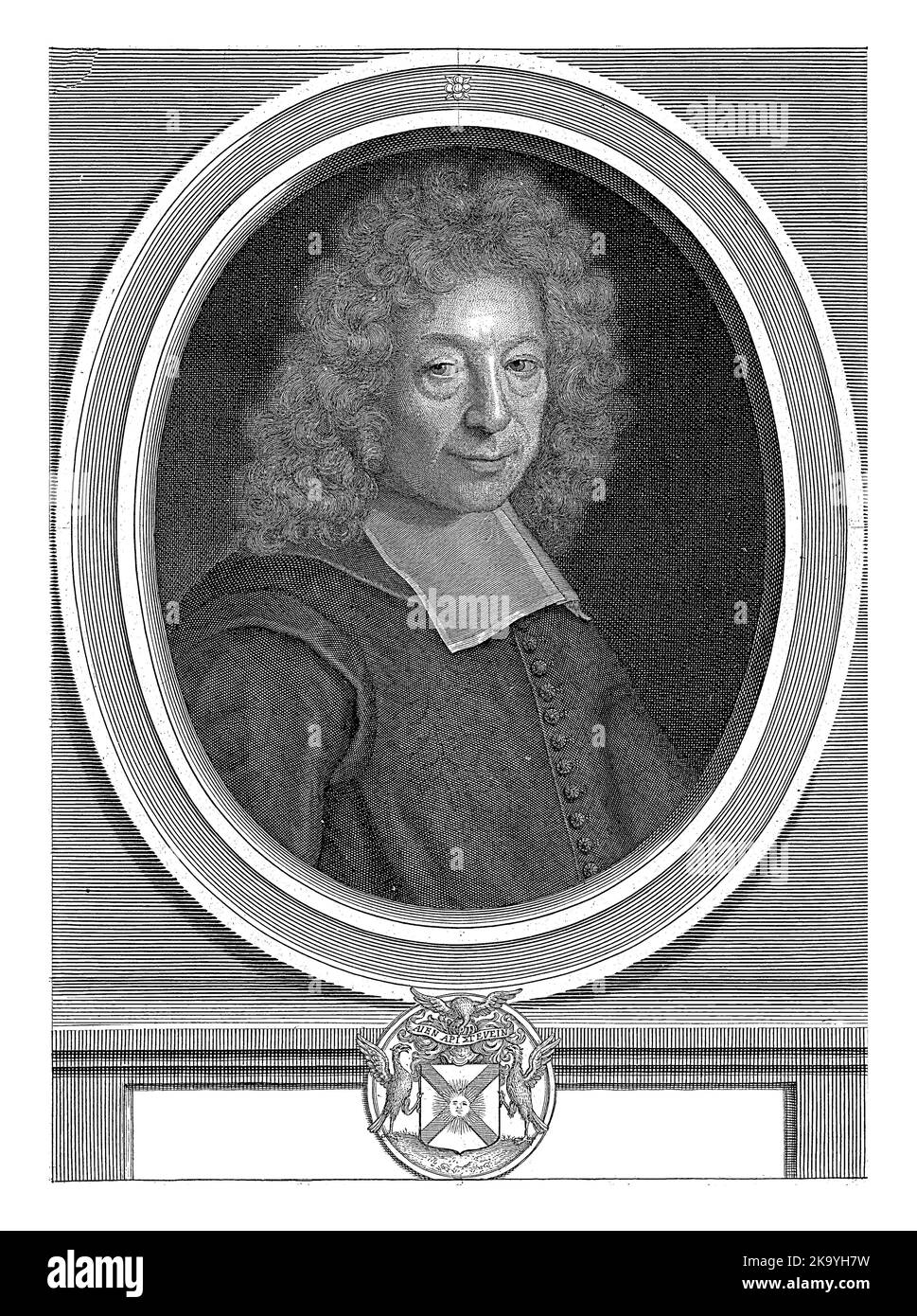 Portrait de Gilles Menage, Pieter van Schuppen, d'après Roger de piles, 1698 Banque D'Images