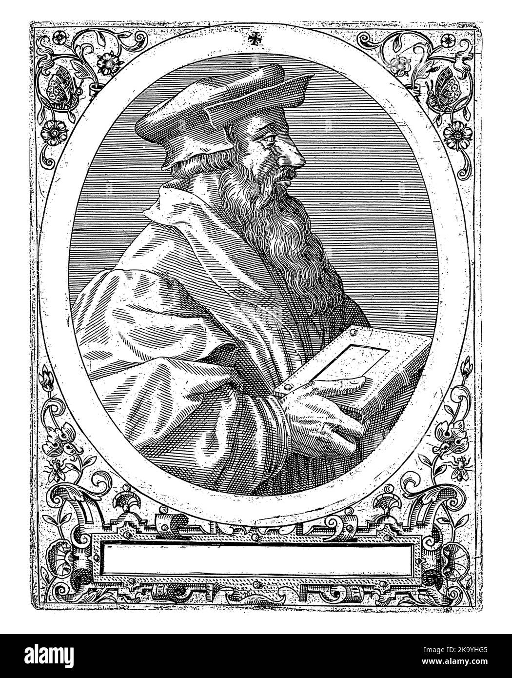 Portrait de Johannes Oecolapadius, Robert Boissard, 1597 - 1599 Banque D'Images