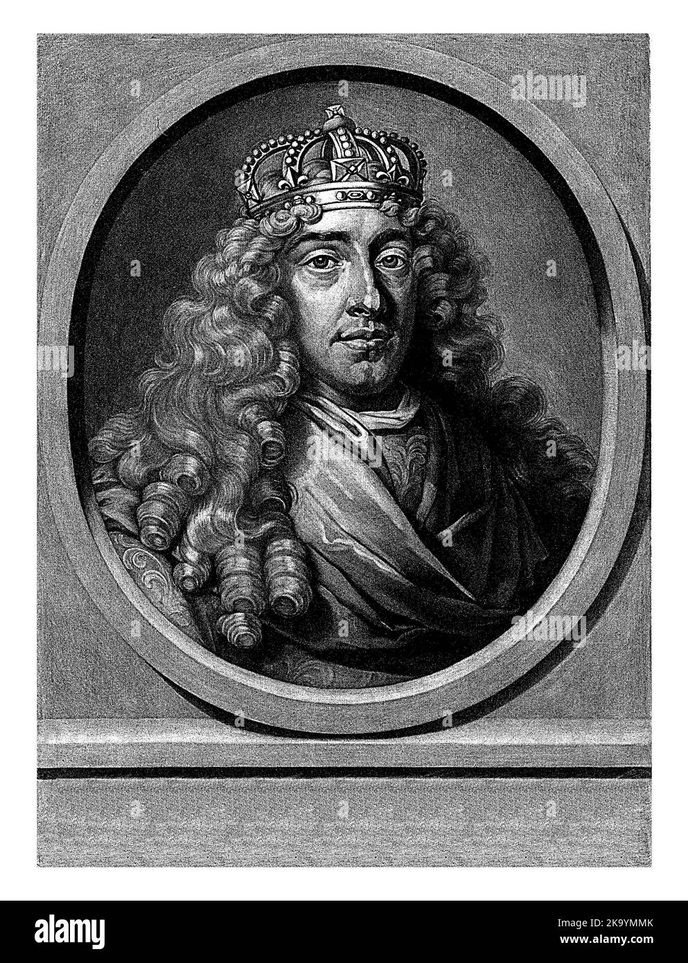 Jacques II, roi d'Angleterre et d'Écosse, avec la couronne royale sur sa tête. Banque D'Images