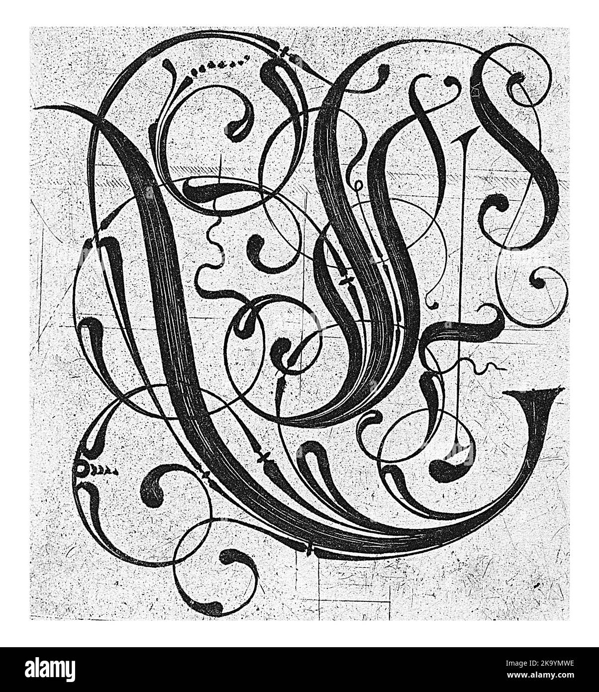 Lettre E, anonyme, c. 1600 - c. 1699, gravé vintage. Banque D'Images