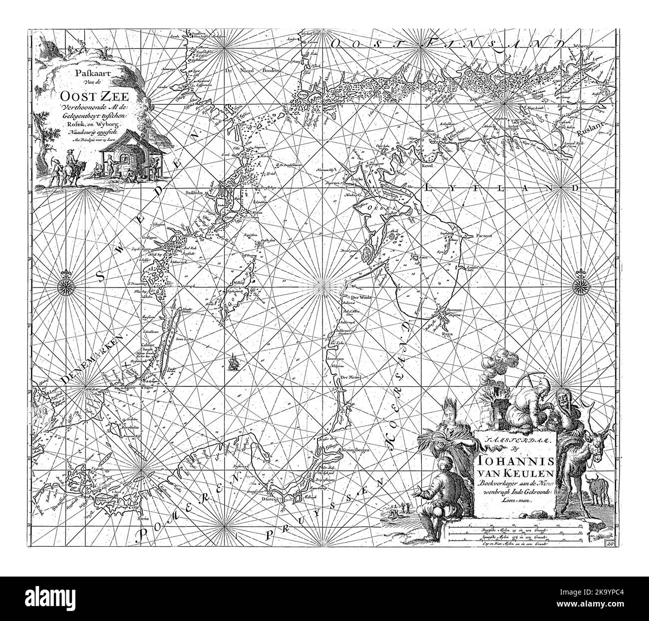 Carte passeport de la mer Baltique et des côtes des pays voisins (Danemark, Allemagne, Suède, Pologne, Russie et États baltes) du G Banque D'Images
