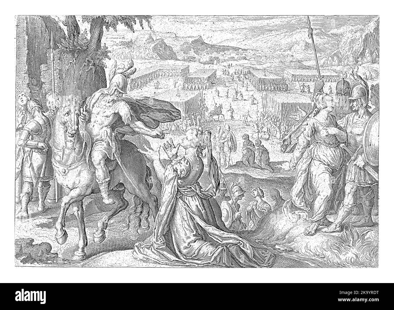 Les épouses de Gally empêchent leurs maris de se combattre. Par groupes de deux, les femmes parlent à leur mari. Une femme prie son mari sur lui Banque D'Images