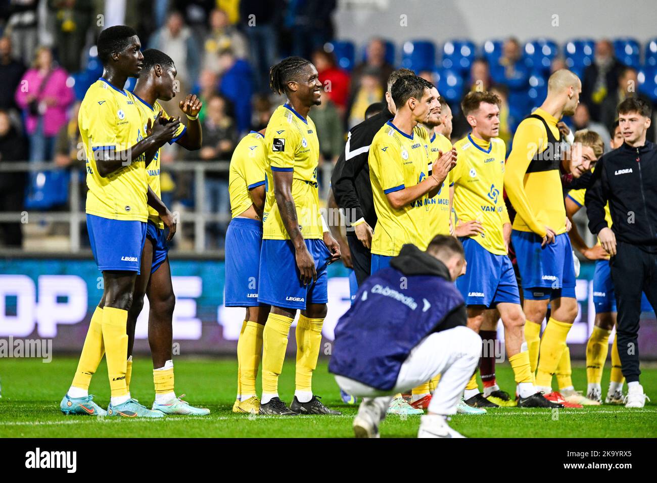 Sheldon bateau de Beveren fête après avoir remporté un match de football entre SK Beveren et Jong Genk, dimanche 30 octobre 2022 à Beveren-Waas, le 11 e jour de la 2022-2023 'Challenger Pro League' 1B deuxième division du championnat belge. BELGA PHOTO TOM GOYVAERTS Banque D'Images