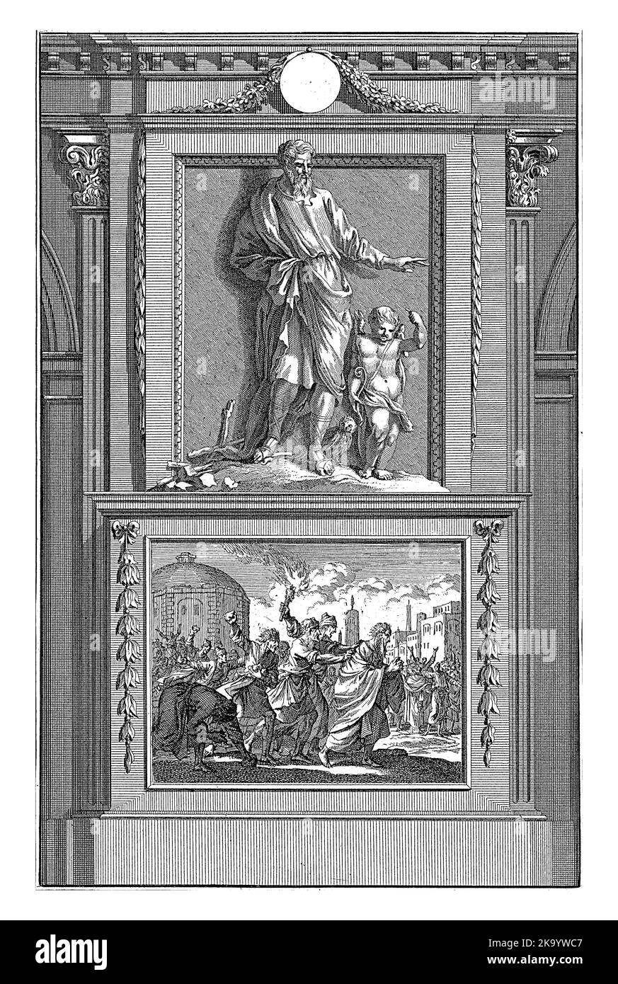 H. Quadratus d'Athènes, apologiste, Jan Luyken, après Jan Goeree, 1698 le Saint apologiste Quadratus d'Athènes en compagnie d'un hibou et d'un Ange. Banque D'Images