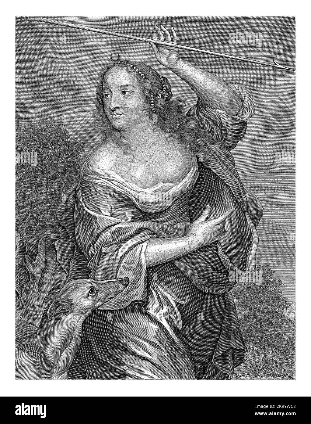 Diane de Poitiers, représentée comme la déesse Diana, Abraham Bloteling, d'après Jacob van Loo, 1655 - 1690 Diane de Poitiers, maîtresse du ki français Banque D'Images