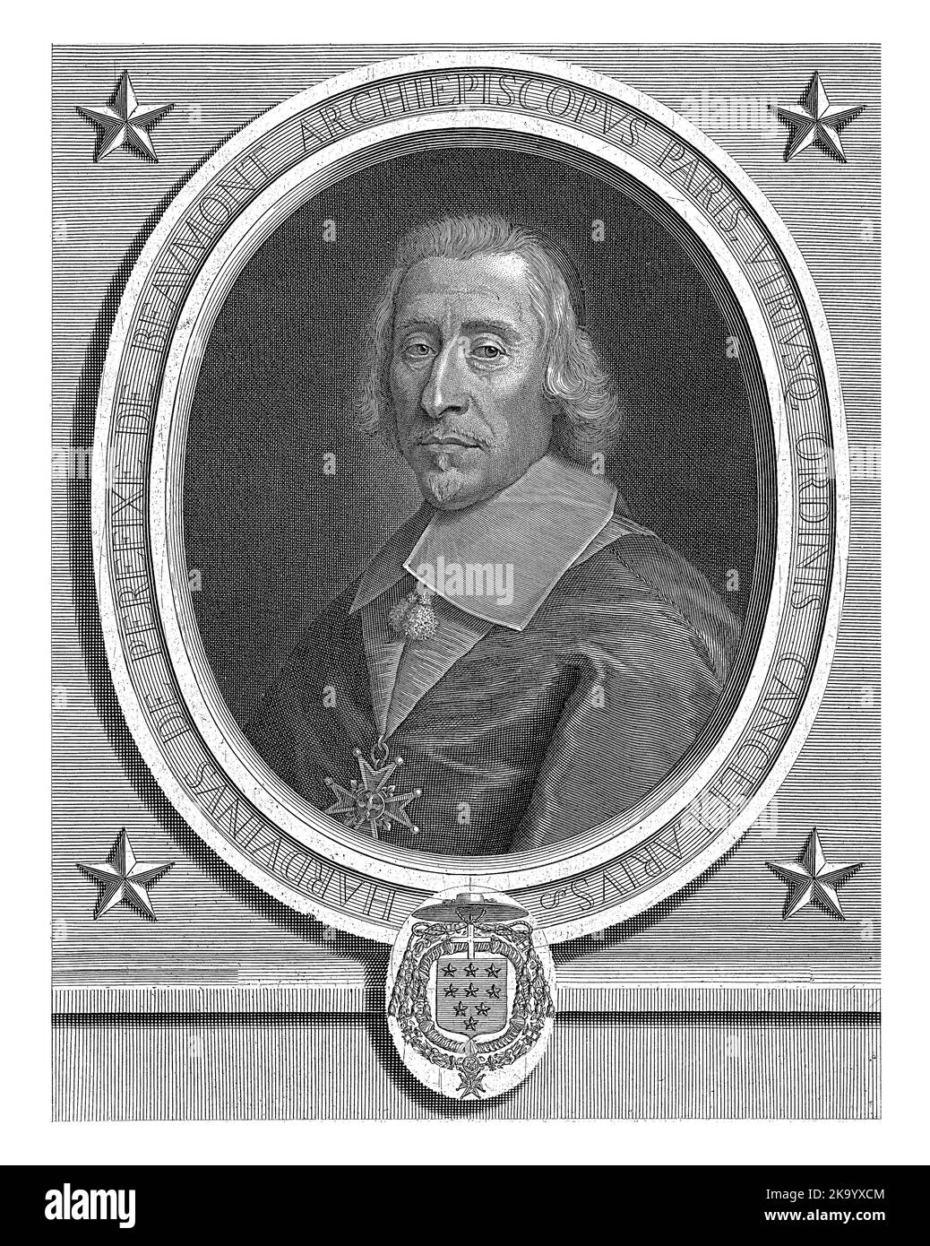 Portrait de l'Archevêque Hardouin de Beaumont de Perefixe. Il porte un ruban avec la suspension de l'ordre du Saint-Esprit. Banque D'Images