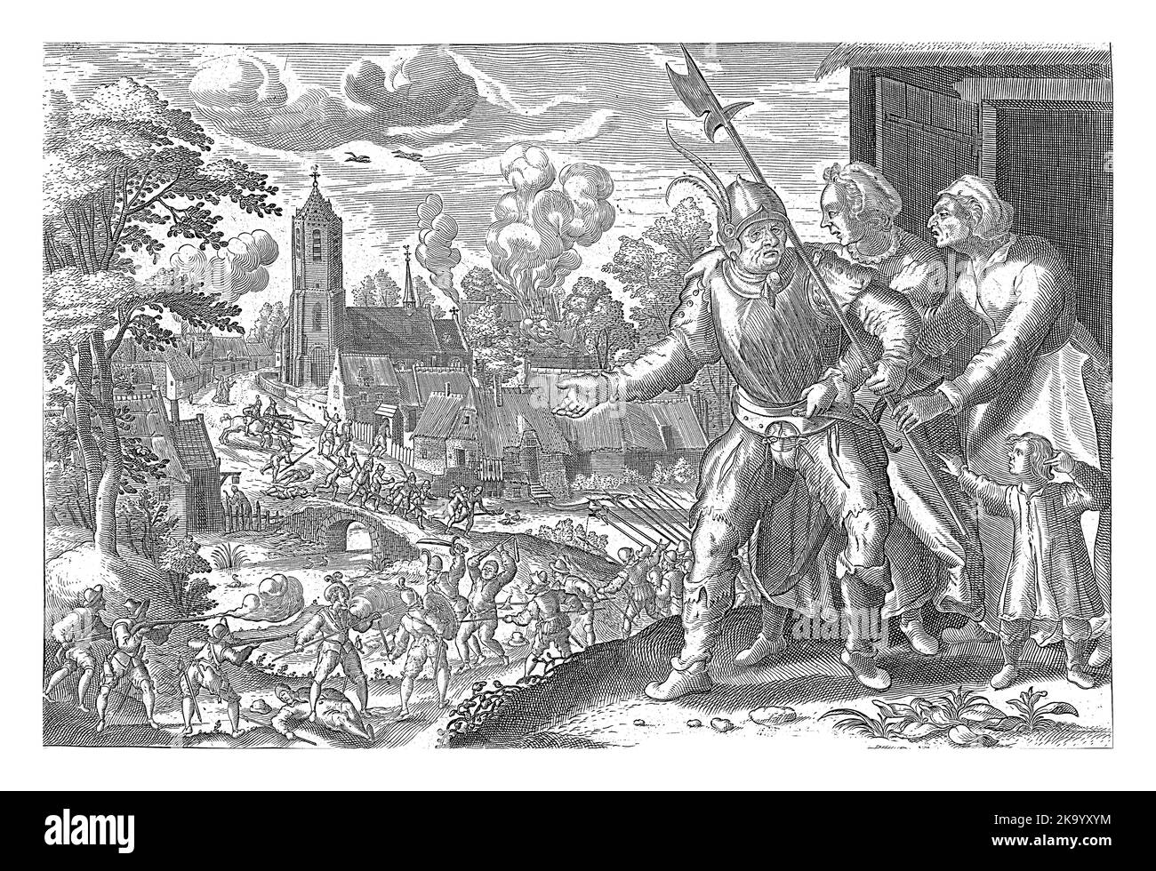 Le capitaine paysan est empêché de combattre, c. 1600, Floris Balthasarsz. Van Berckenrode, d'après Aegidius van Saen, 1720 - 1772 le capitaine paysan Banque D'Images