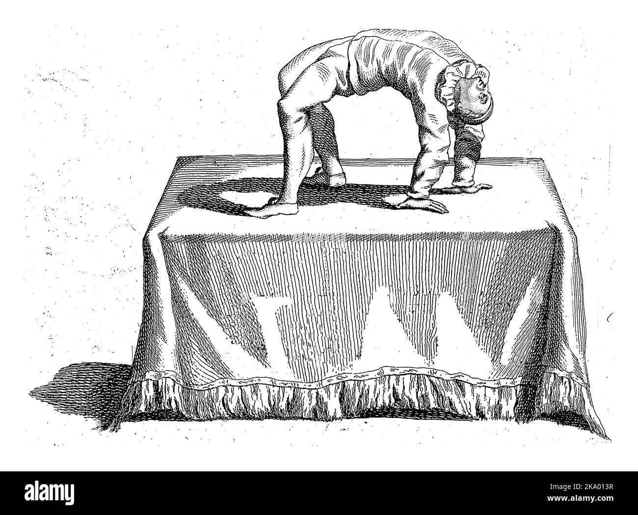Titre imprimé pour une série avec acrobates, anonyme, d'après Gerardus Josephus Xavery, 1728 titre imprimé pour une série avec acrobates, avec le titre sur ta Banque D'Images