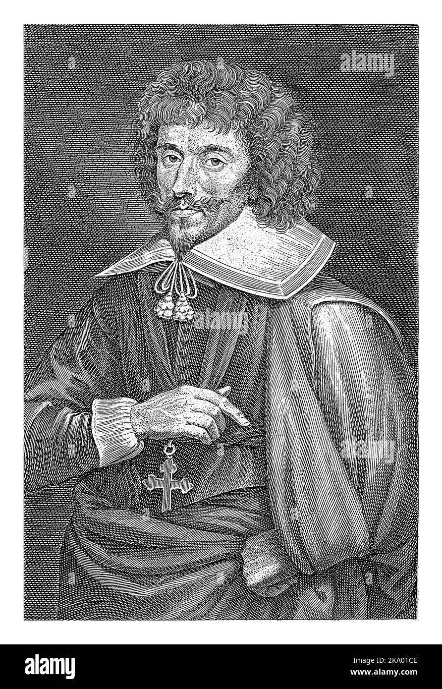 Portrait de Jean Puget de la serre, Lucas Vorsterman (I), d'après Nicolaas van der Horst, 1628 - 1675 Portrait du dramaturge français Jean Puget de la Banque D'Images