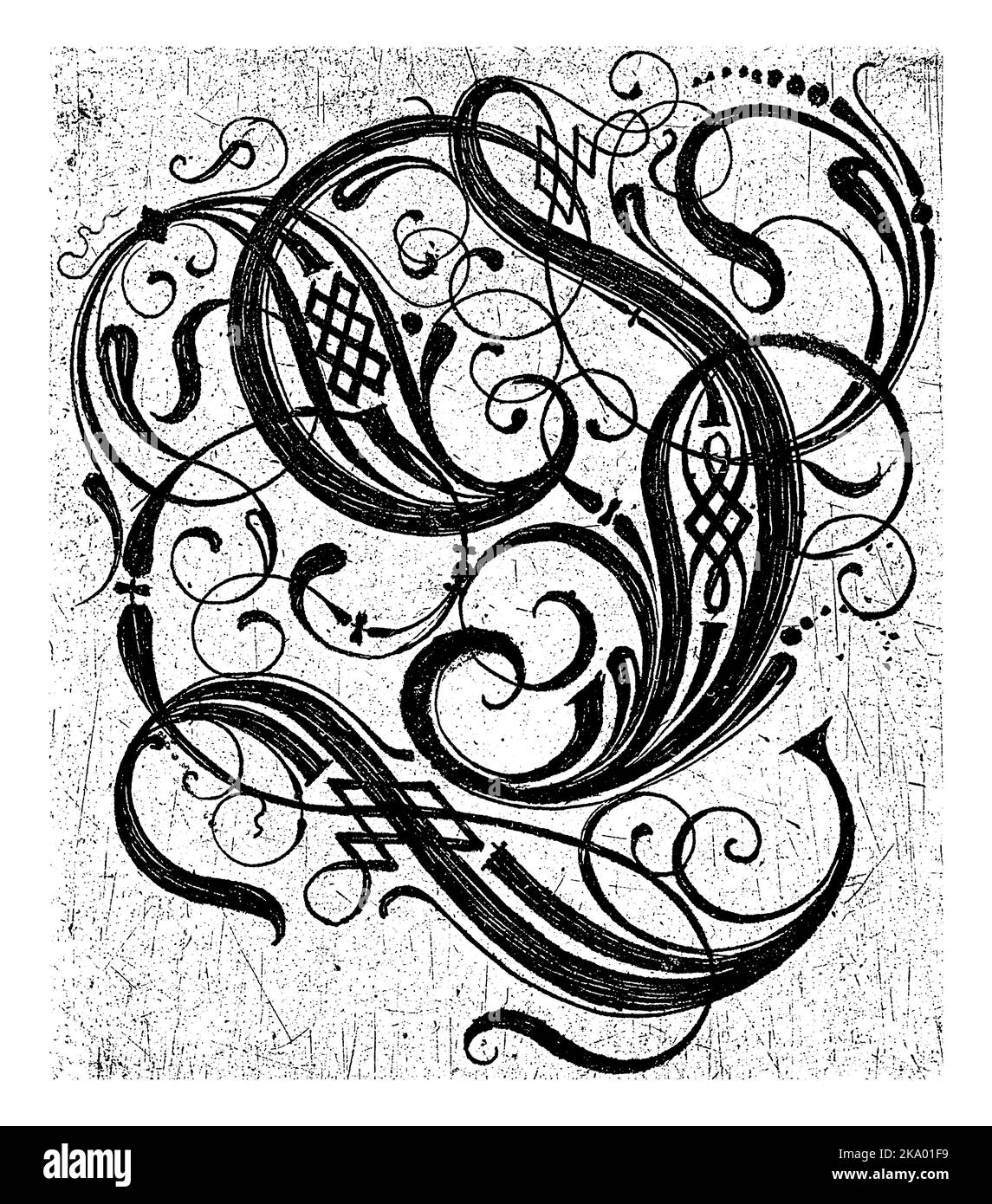 Lettre Q, anonyme, c. 1600 - c. 1699, gravé vintage. Banque D'Images