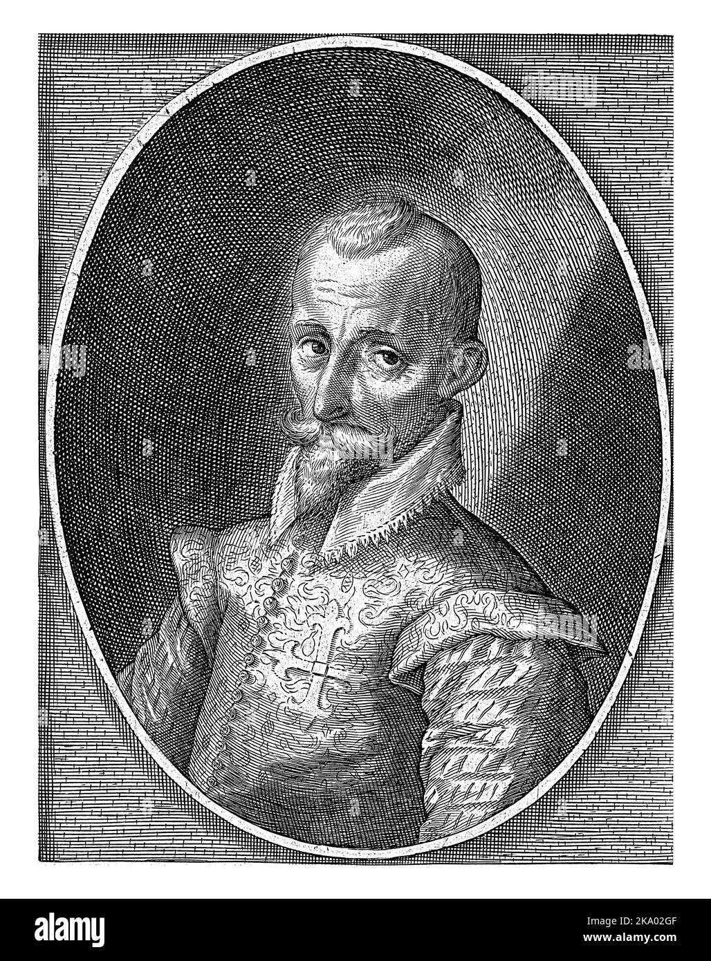 Portrait de Francisco Hurtado de Mendoza (1545-1623), amiral d'Aragon, général espagnol dans la guerre de 80 ans. Buste à gauche, une croix sur la poitrine, Banque D'Images