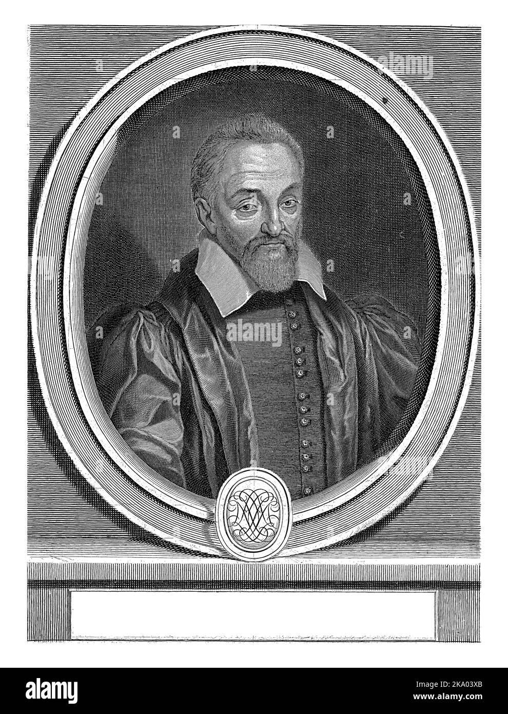 Portrait de Nicolas le Fevre, Gerard Edelinck, 1666 - 1707 Portrait de Nicolas le Fevre, professeur de Louis XIV, représenté dans un cadre ovale avec un manteau de bras Banque D'Images