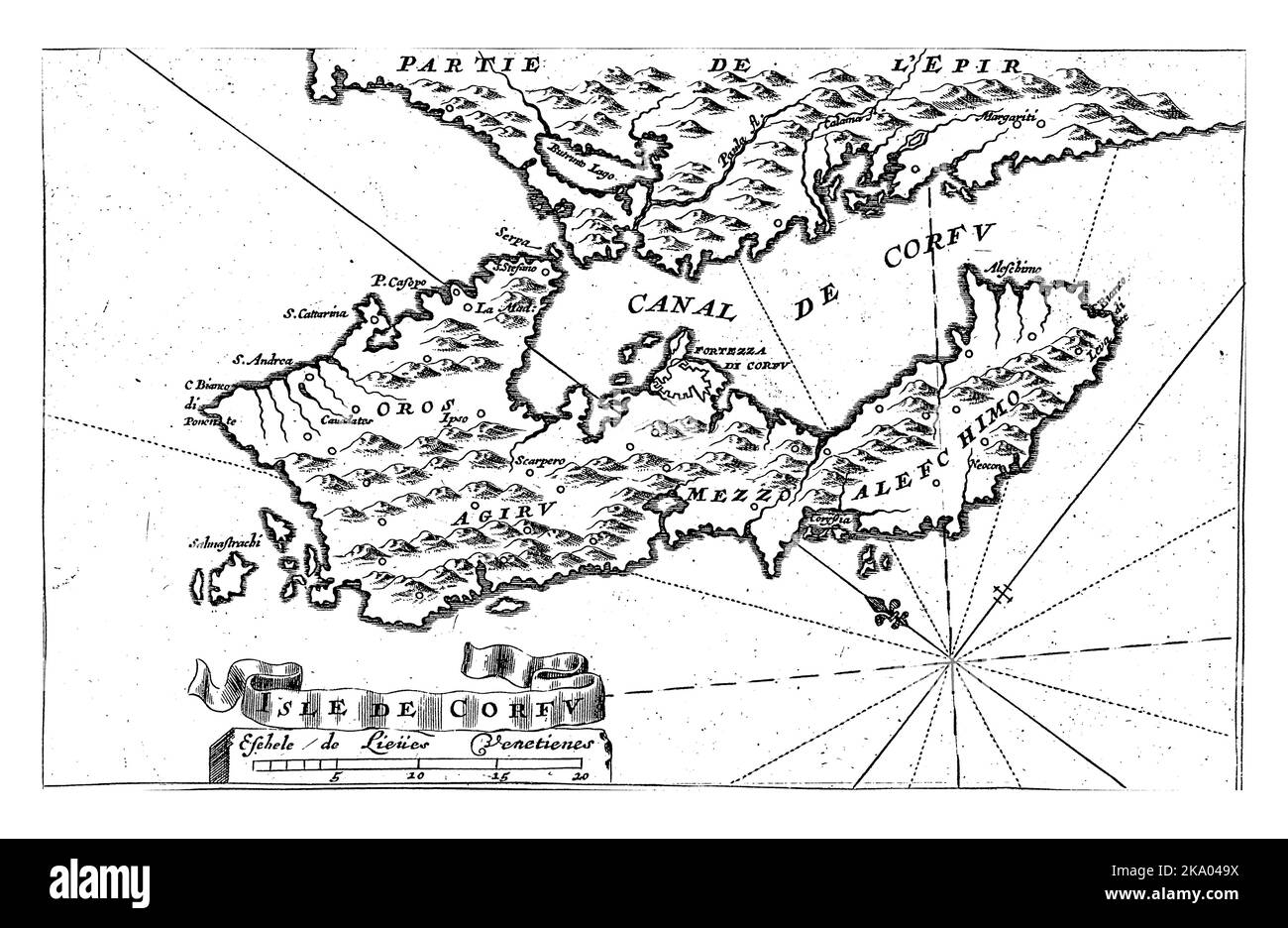 Carte de l'île de Corfou Banque D'Images