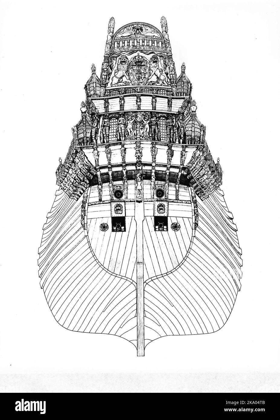 AJAXNETPHOTO. 1976. STOCKHOLM, SUÈDE. - ANCIEN NAVIRE DE GUERRE - ILLUSTRATION PAR NILS STODBERG DE LA STERN DU NAVIRE AMIRAL SUÉDOIS WASA (REGALSCEPTIQUE VASA) DE 1628, QUI A COULÉ À L'EXTÉRIEUR DE STOCKHOLM LA MÊME ANNÉE ET A ÉTÉ RÉCUPÉRÉ DES EAUX GLACÉES DU PORT DE LA VILLE EN 1961. PHOTO:MUSÉE MARITIME ET NAVIRE DE GUERRE AAAC/AJAX REF:340 221806 41 Banque D'Images