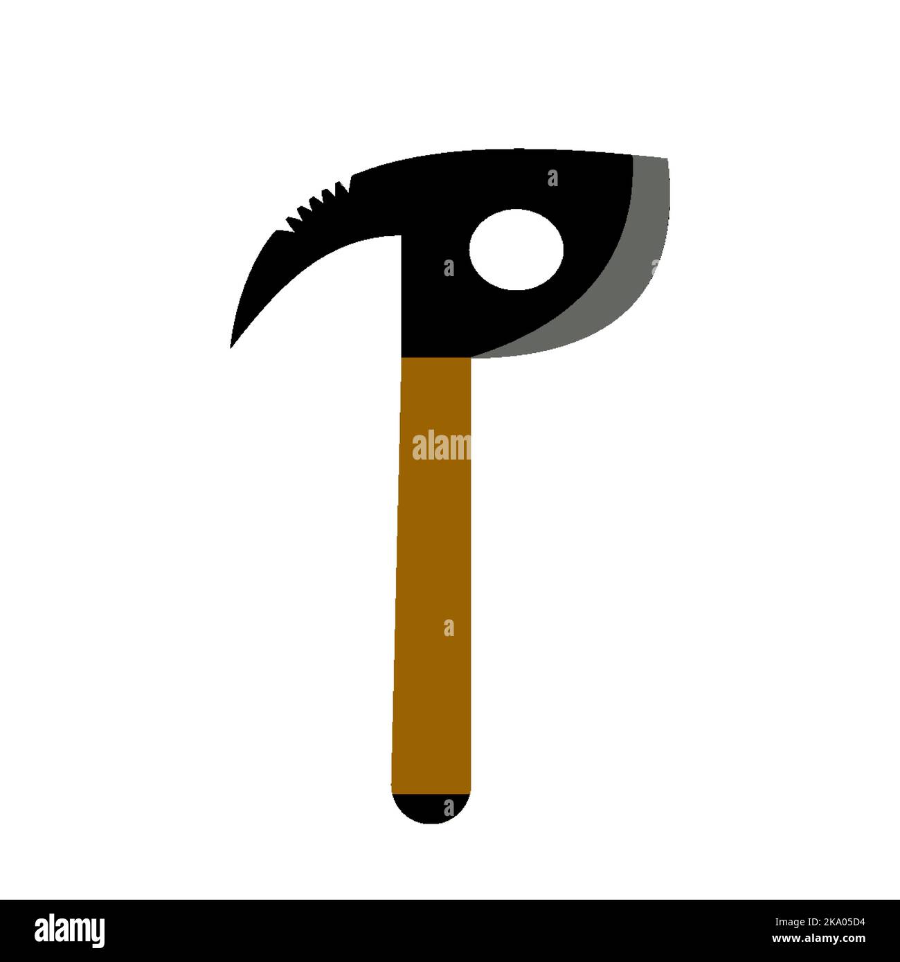 Couteau de chasse à taquets à hache de chasse noir plat en métal. Chasse militaire équipement de camping cuisine découpe de nourriture bois de chauffage viande lutte contre la protection axes froid armes lourdes versatiles vintage voyage isolé Illustration de Vecteur