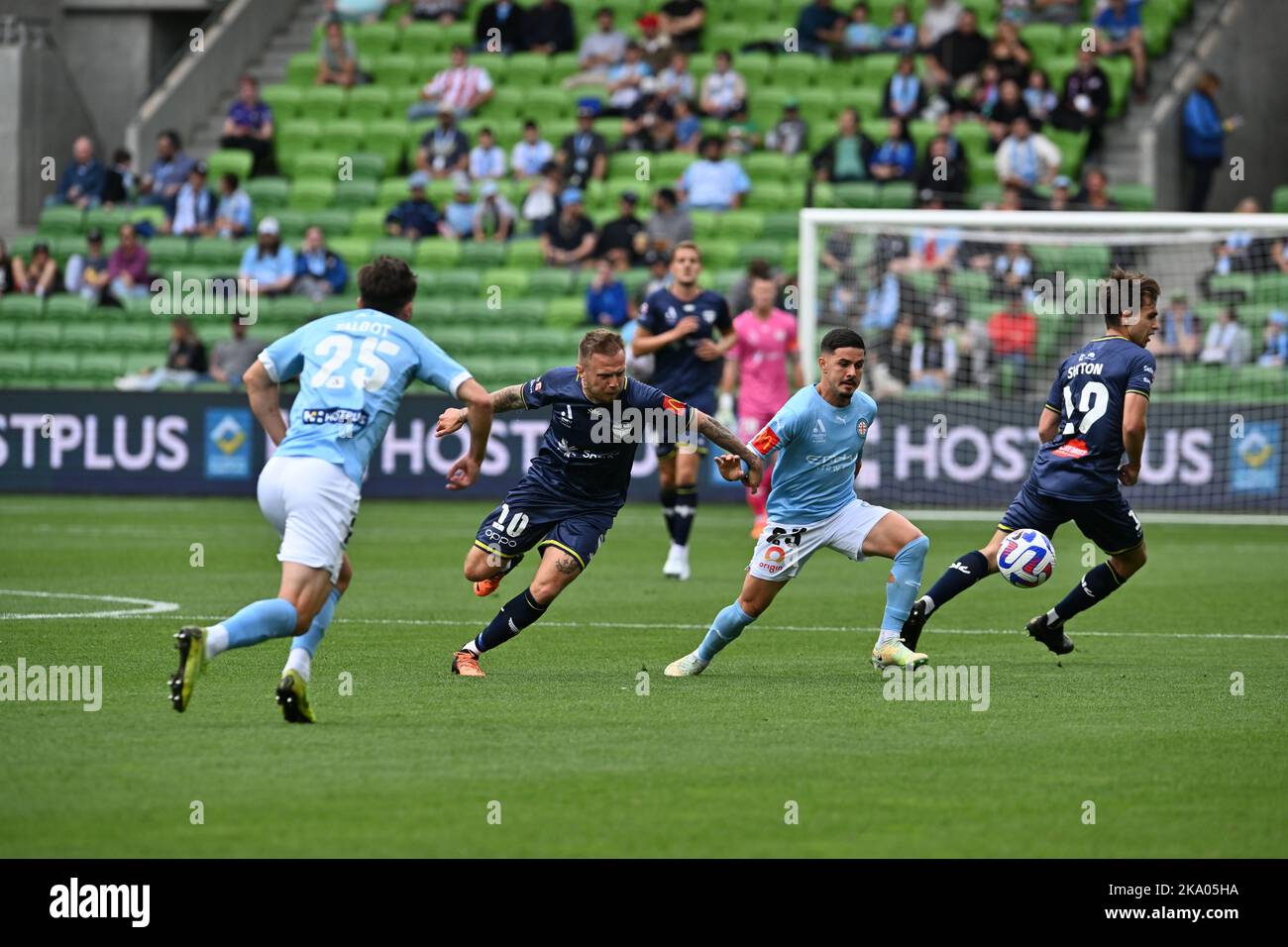 Melbourne, Australie. 30 octobre 2022. Melbourne City c. Wellington Phoenix. David ball, Marco Tilio au parc AAMI de Melbourne. Banque D'Images