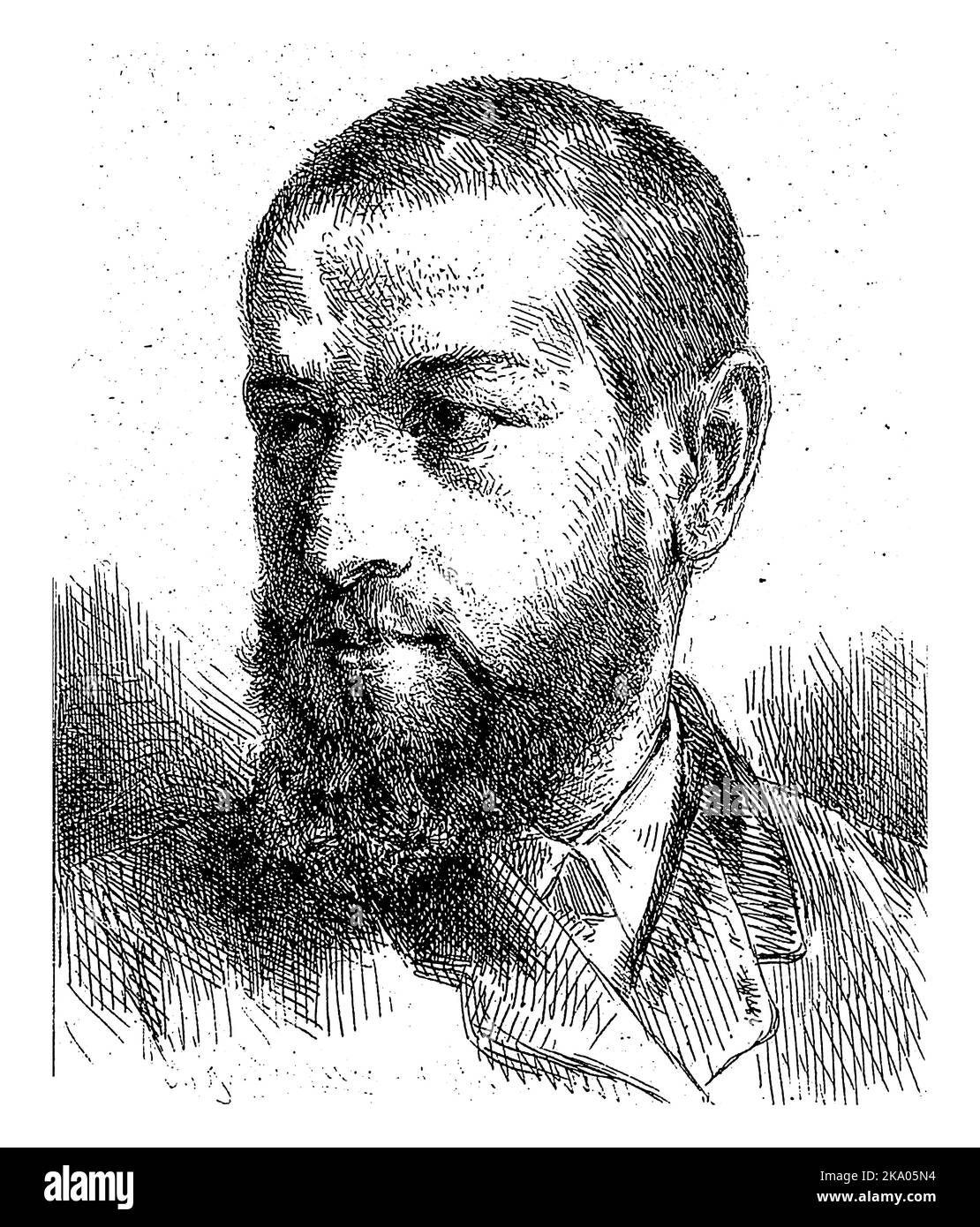 Portrait de Jules-Joseph Guiffrey, Charles Emile Jacque, 1866, vintage, gravé. Banque D'Images