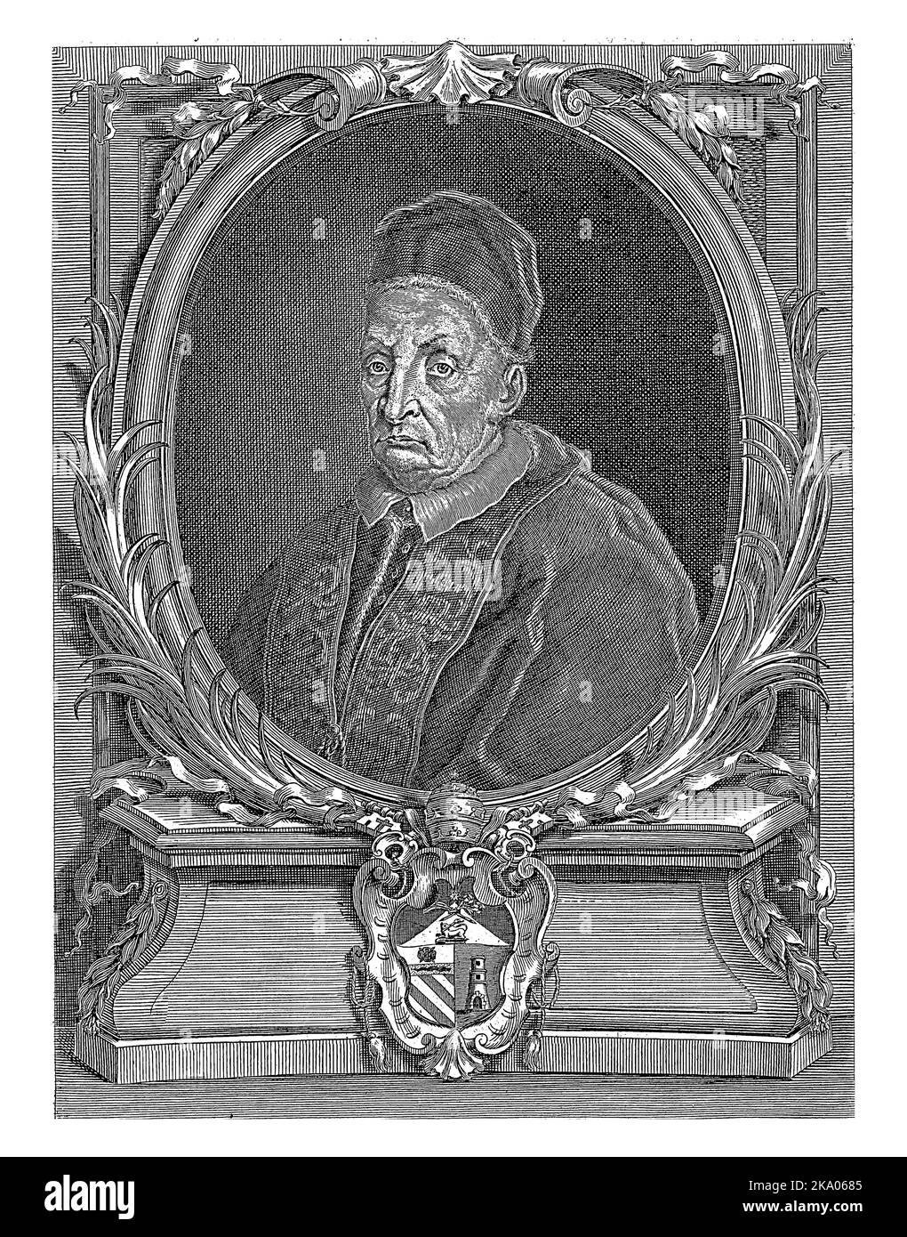 Portrait du Pape Benoît XIII, Girolamo Rossi (II), d'après Pier Leone Ghezzi, 1730 - 1762 Banque D'Images