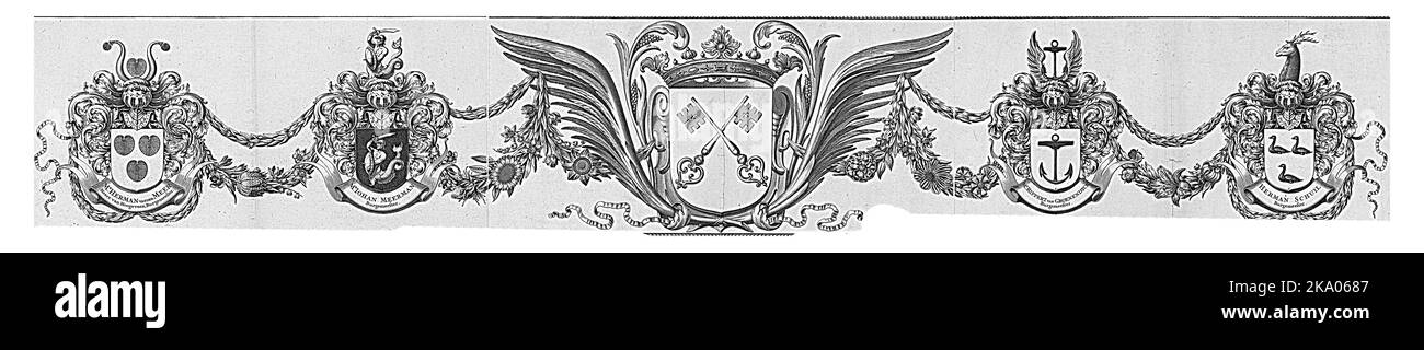 Haut du bord de la Grote Hagen, une carte murale de Leiden à partir de 1675. Banque D'Images