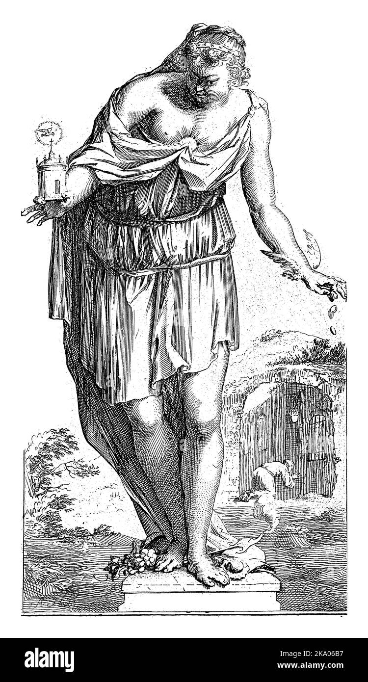 Une figure femelle comme une personnification de la piété, avec un halo sur sa poitrine et dans