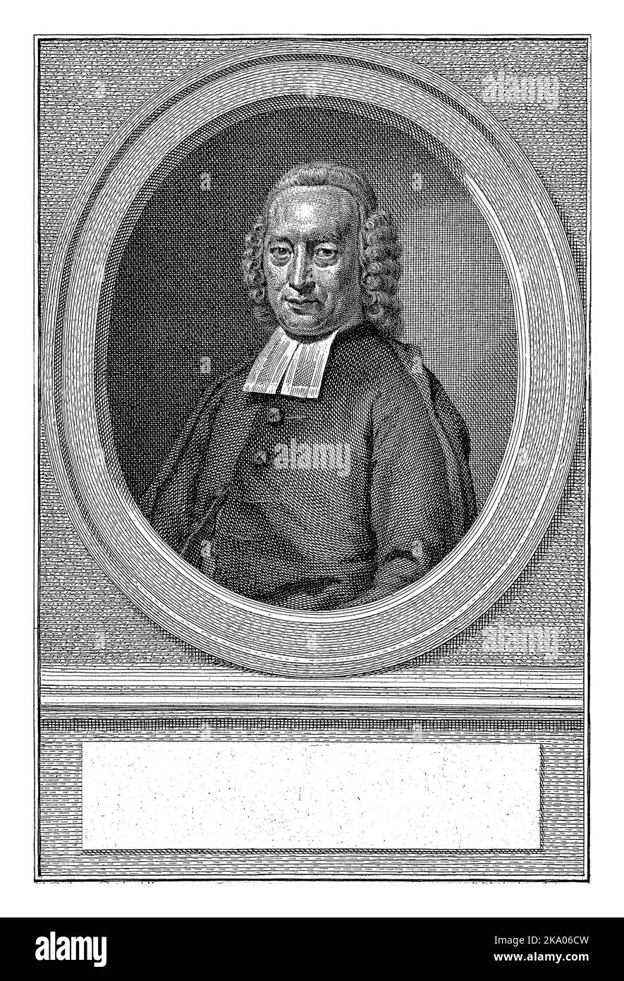 Buste à la gauche de Jacobus Hinloopen dans un ovale. Le portrait repose sur une plinthe avec un champ vide pour son nom. Sous le, affichez les noms de la marque Banque D'Images