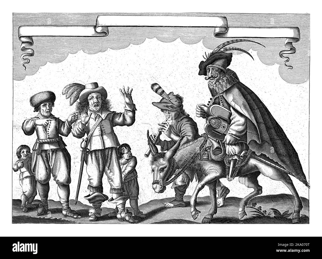 Le triste adieu de Don de Calabassa de Flandre et de retour en Espagne. Caricature des Espagnols après la perte de Dunkerque aux Français en 1646. Banque D'Images