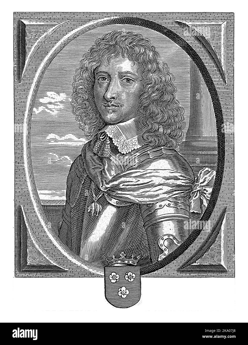 Portrait de Philips França, duc d'Arenberg, en armure. Il porte un ruban avec l'ordre du Golden Fleece. Banque D'Images