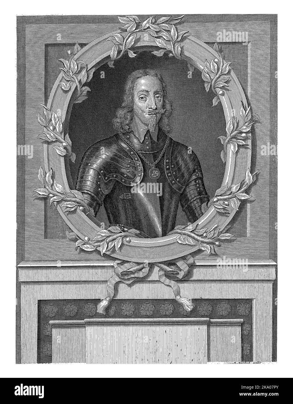 Portrait de Charles Ier d'Angleterre, Philip van Gunst, 1685 - 1732 Charles Ier Stuart, roi d'Angleterre et d'Écosse. Banque D'Images