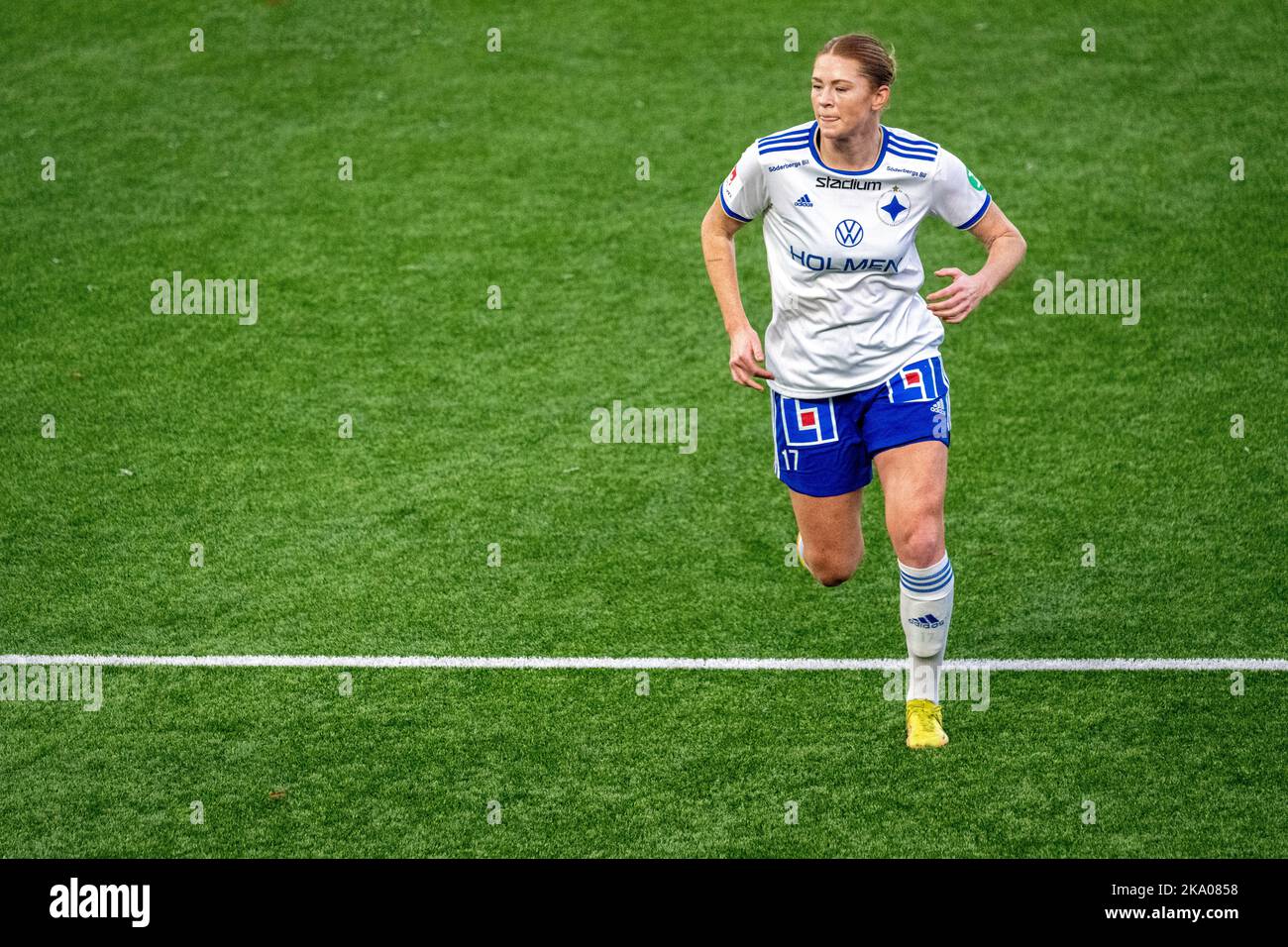 Jeu de football féminin historique au Platinumcars Arena de Norrköping entre IFK Norrköping et Bergdalens IK dans le second niveau suédois Elitettan. Banque D'Images