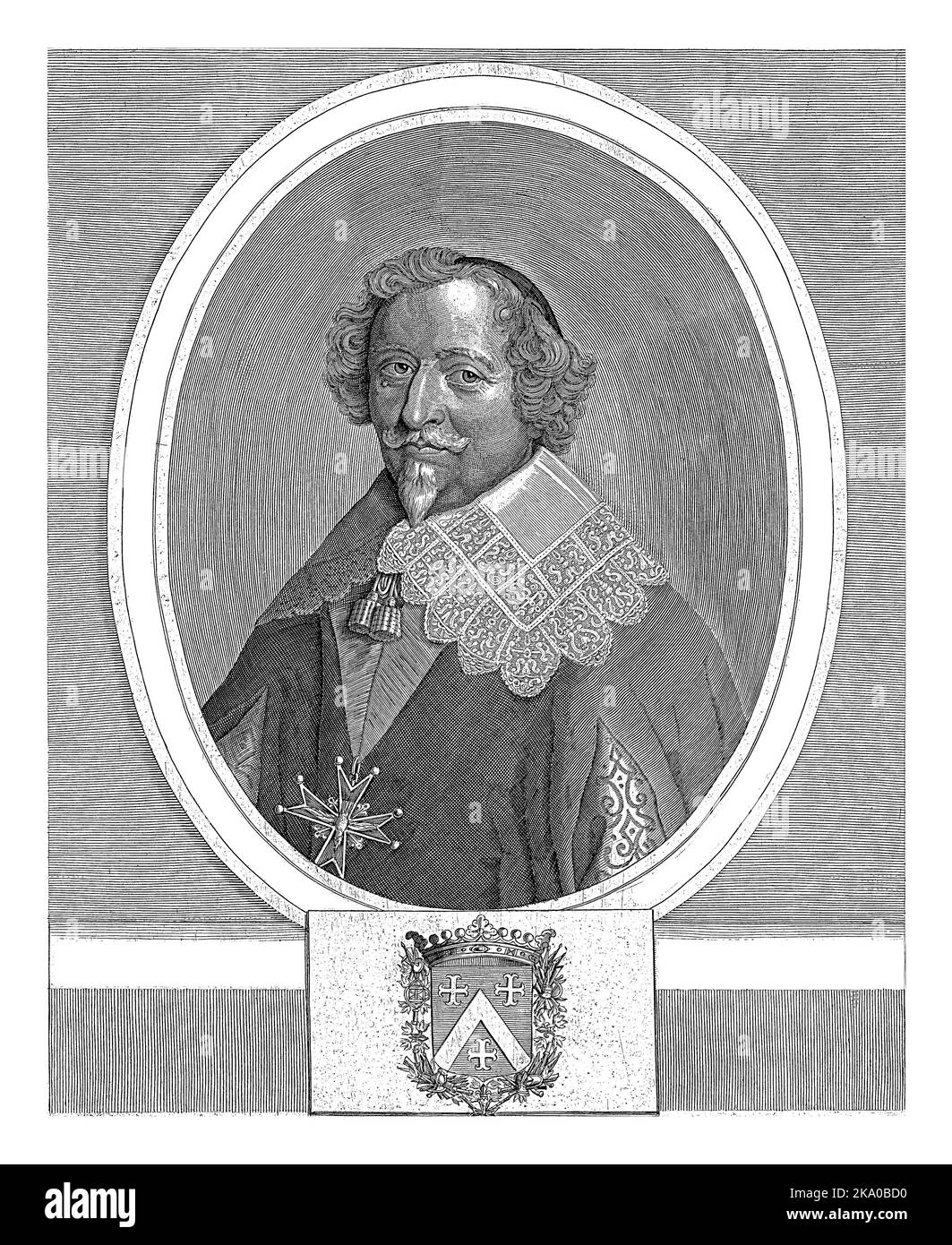 Portrait de Charles de Neufville, marquis de Villeroy et gouverneur de Lyon, avec l'insigne de l'ordre du Saint-Esprit sur sa poitrine. Centre et Banque D'Images
