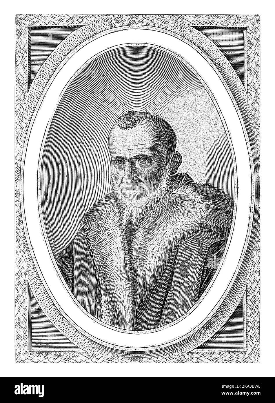 Portrait de Pietro Vettori à l'âge de 80 ans, ovale avec inscription sur les bords. Banque D'Images