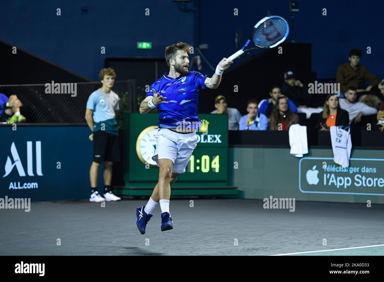 Paris, France. 30th octobre 2022. Corentin Moutet de France lors du Rolex Paris Masters, ATP Masters 1000 tennis Tournament, sur 30 octobre 2022 au Accor Arena de Paris, France. Photo de Victor Joly/ABACAPRESS.COM crédit: Victor Joly/Alay Live News Banque D'Images