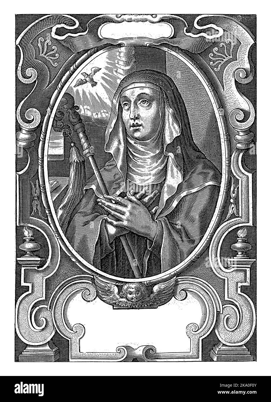 Portrait de Saint Scholastica, sœur de Saint Benoît de Nurussia. Banque D'Images