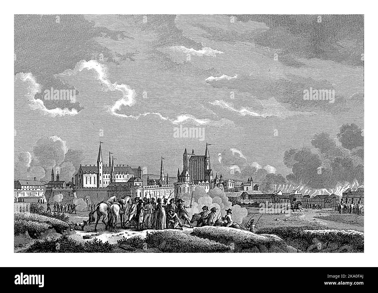 Attaque contre Nantes, par les Vendéers, le 29th de Wiedemaand 1793, Reinier Vinkeles (I), après Jacques François Joseph Swebach, 1793 - 1795 Banque D'Images