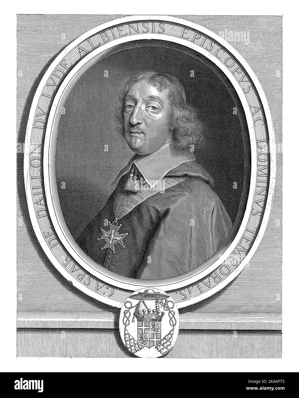 Portrait de Gaspar de Daillon du Lude, évêque d'Agen. Il porte un ruban avec la suspension de l'ordre du Saint-Esprit. Banque D'Images