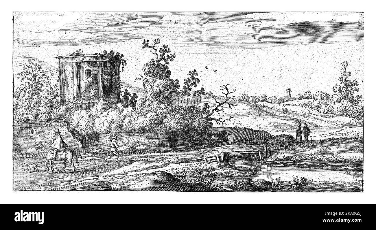 Titre imprimé pour une série de dix paysages à l'origine. Le caractère Italianate de ce paysage est remarquable, qui est hors de la diapason avec l'autre n Banque D'Images