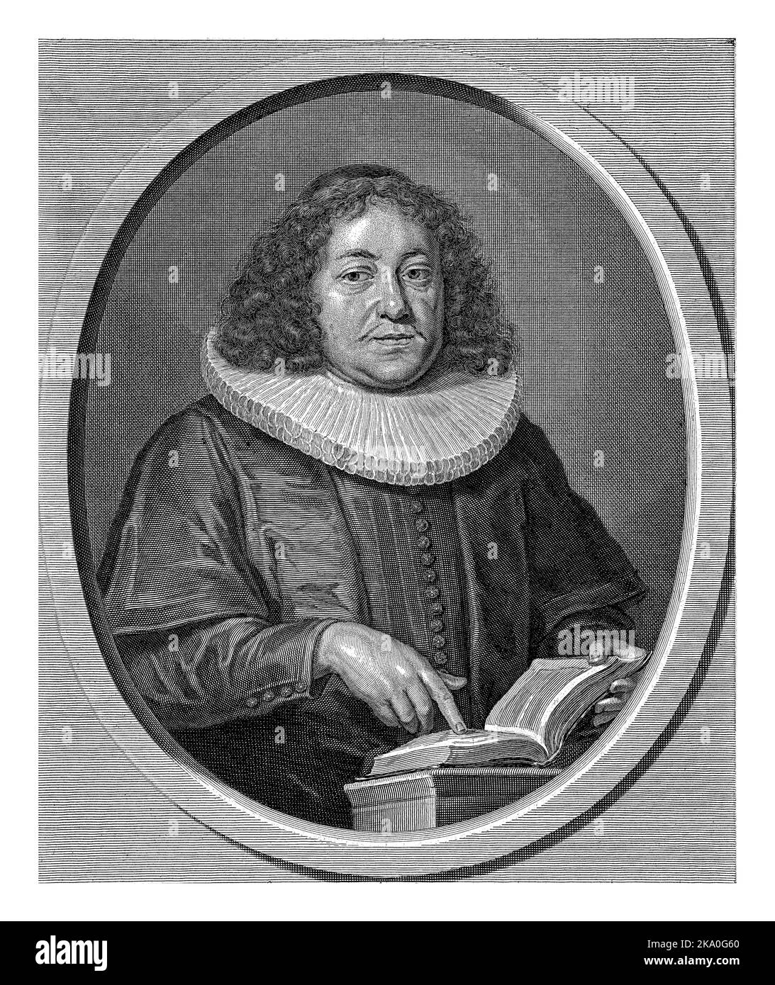 Portrait dans un cadre ovale de Johann Winckler, un ecclésiaste de Hambourg et professeur de langues orientales. Banque D'Images