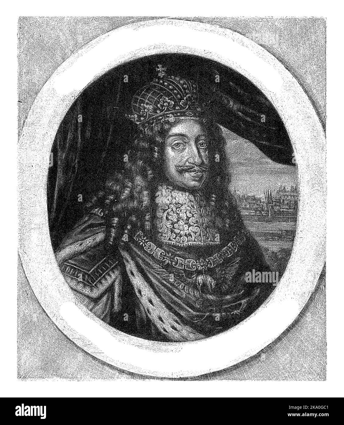 Léopold I, empereur du Saint Empire romain, archiduc d'Autriche et roi de Hongrie. Il porte une couronne et un manteau de couronnement. Banque D'Images