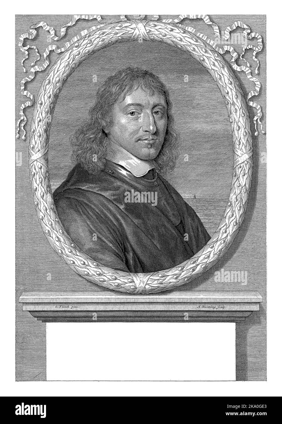 Portrait de Gerard Hulft, Abraham Bloteling, d'après Govert Flinck, 1656 - 1690 Portrait de Gerard Hulft, premier directeur général des Indes néerlandaises Banque D'Images