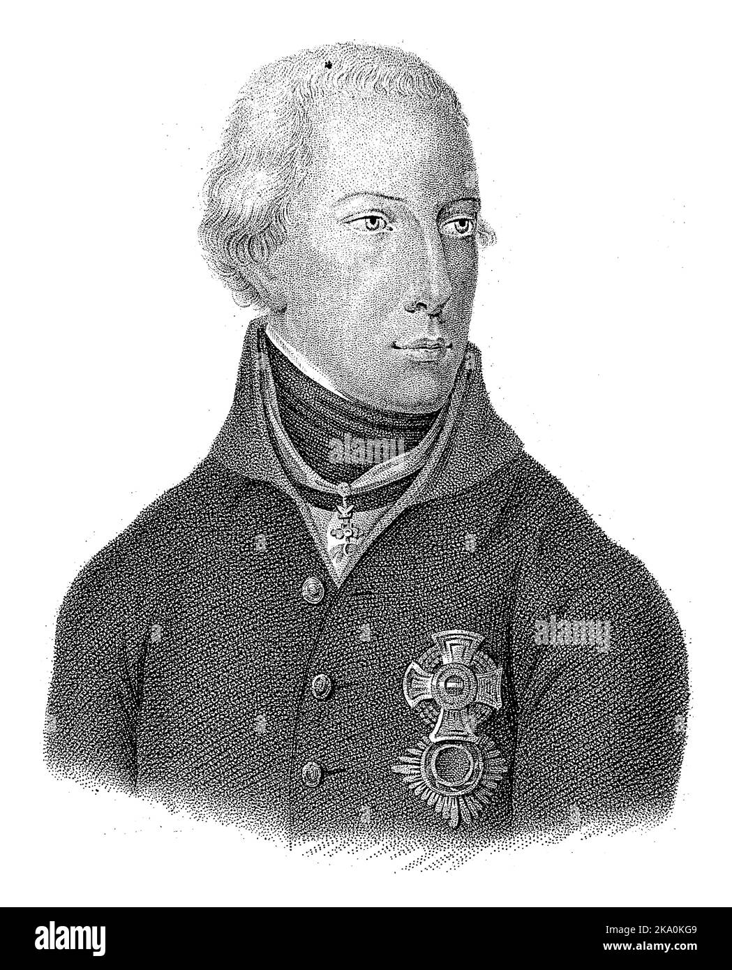 Portrait de François II Josef Karel (empereur romain-allemand), Willem van Senus, d'après Johann Zitterer, 1804 - 1851 Banque D'Images