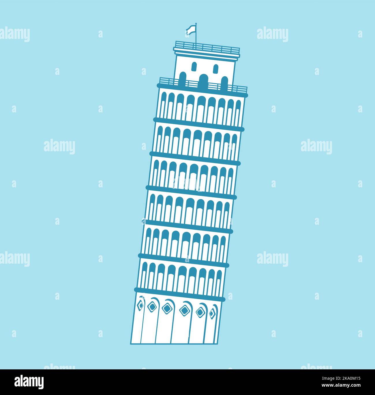 Tour penchée de Pise - Italie | Illustration vectorielle de bâtiments de renommée mondiale Illustration de Vecteur