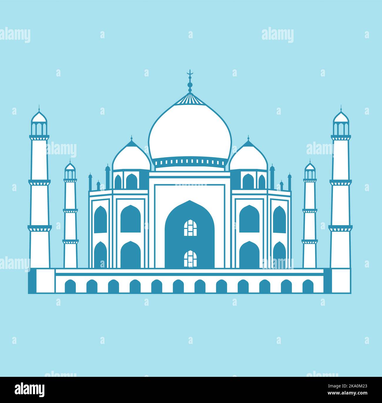 Taj Mahal - Inde | illustrations vectorielles de bâtiments de renommée mondiale Illustration de Vecteur